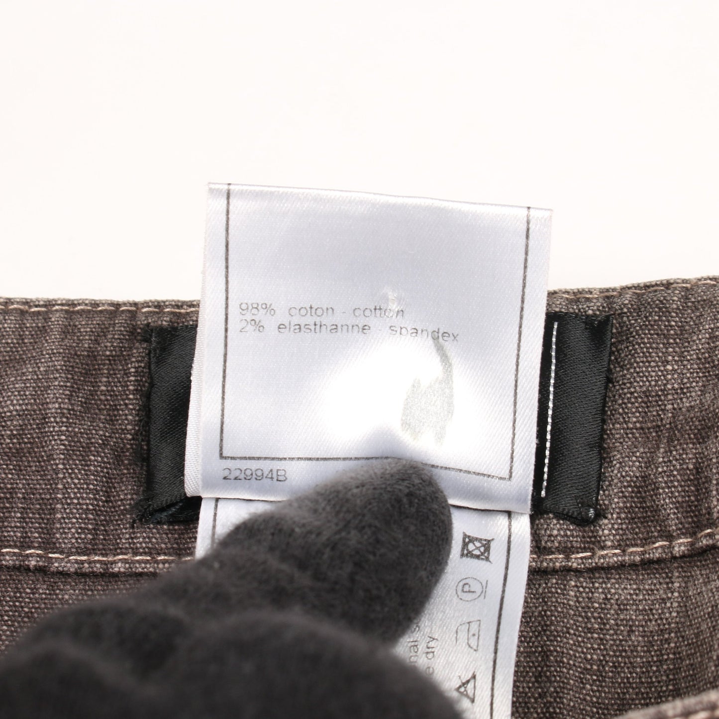デニムパンツ ロゴプレート コットン ブラウン シャネル ボトムス CHANEL