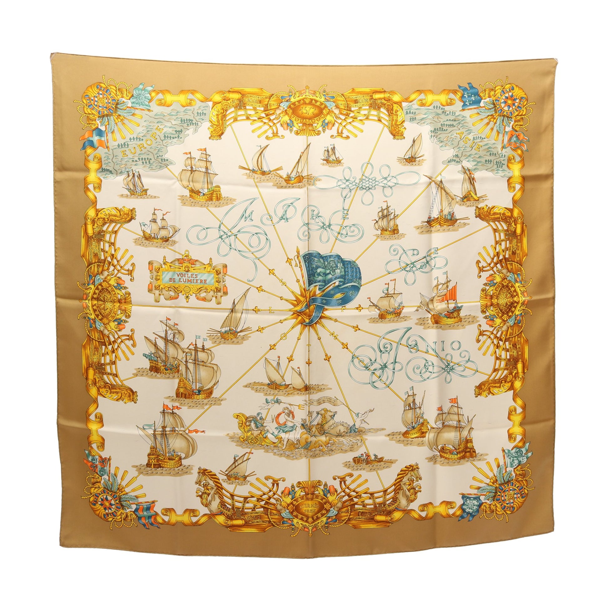 カレ90 VOILES DE LUMIERE スカーフ シルク ベージュ マルチカラー エルメス 財布・小物 HERMES