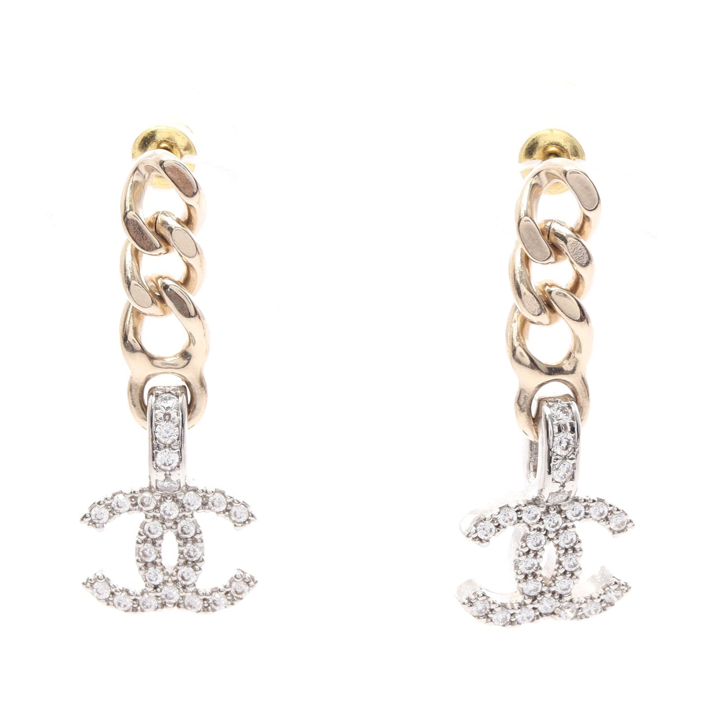 ココマーク ピアス GP ラインストーン ゴールド シルバー クリア B22S シャネル アクセサリー CHANEL