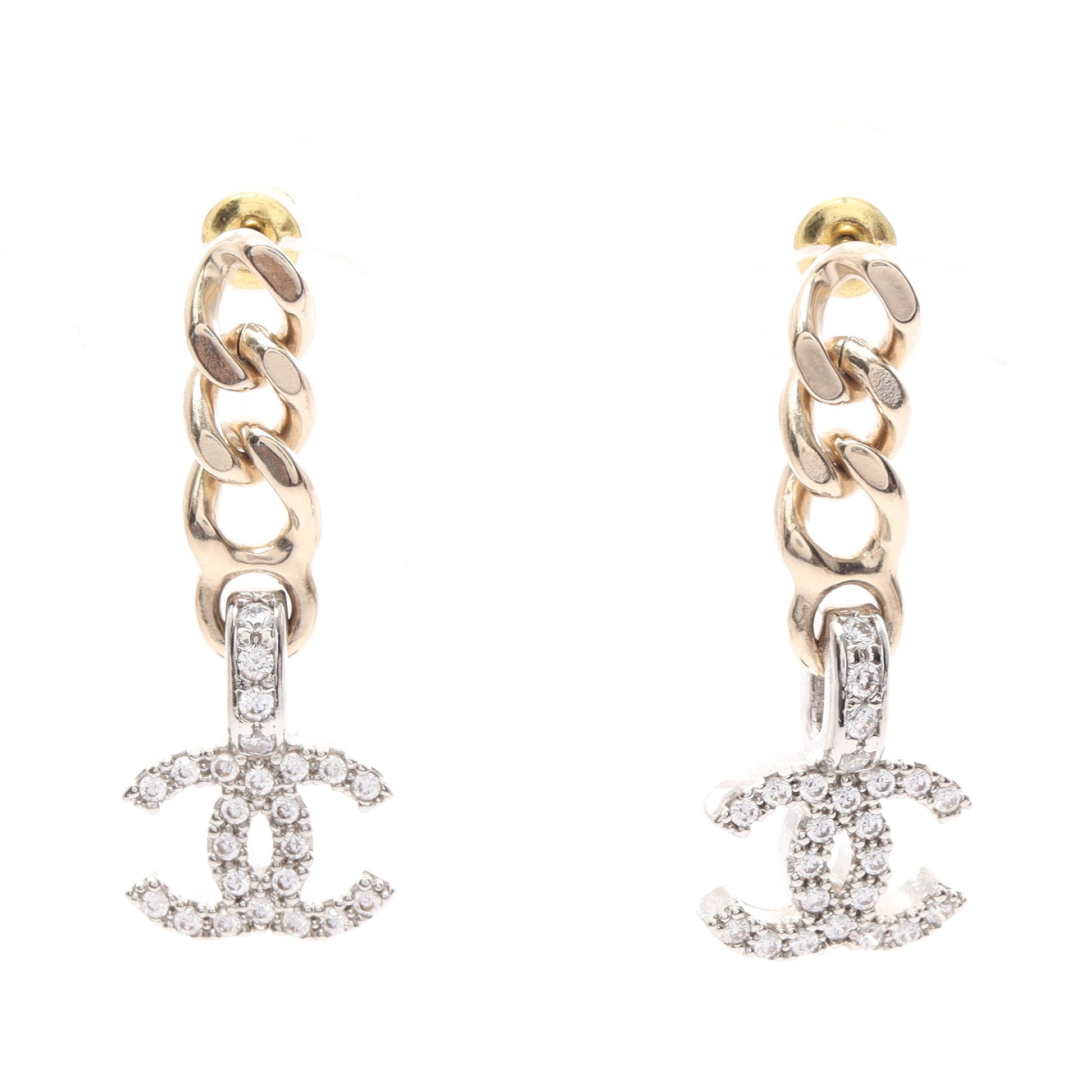 ココマーク ピアス GP ラインストーン ゴールド シルバー クリア B22S シャネル アクセサリー CHANEL