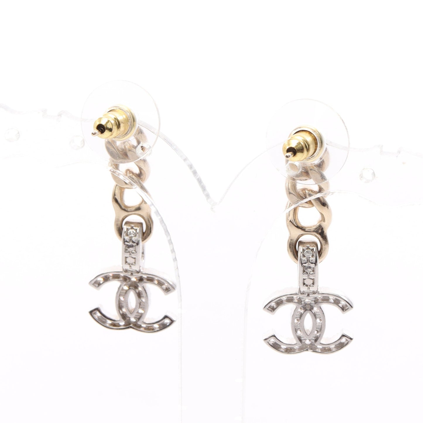 ココマーク ピアス GP ラインストーン ゴールド シルバー クリア B22S シャネル アクセサリー CHANEL