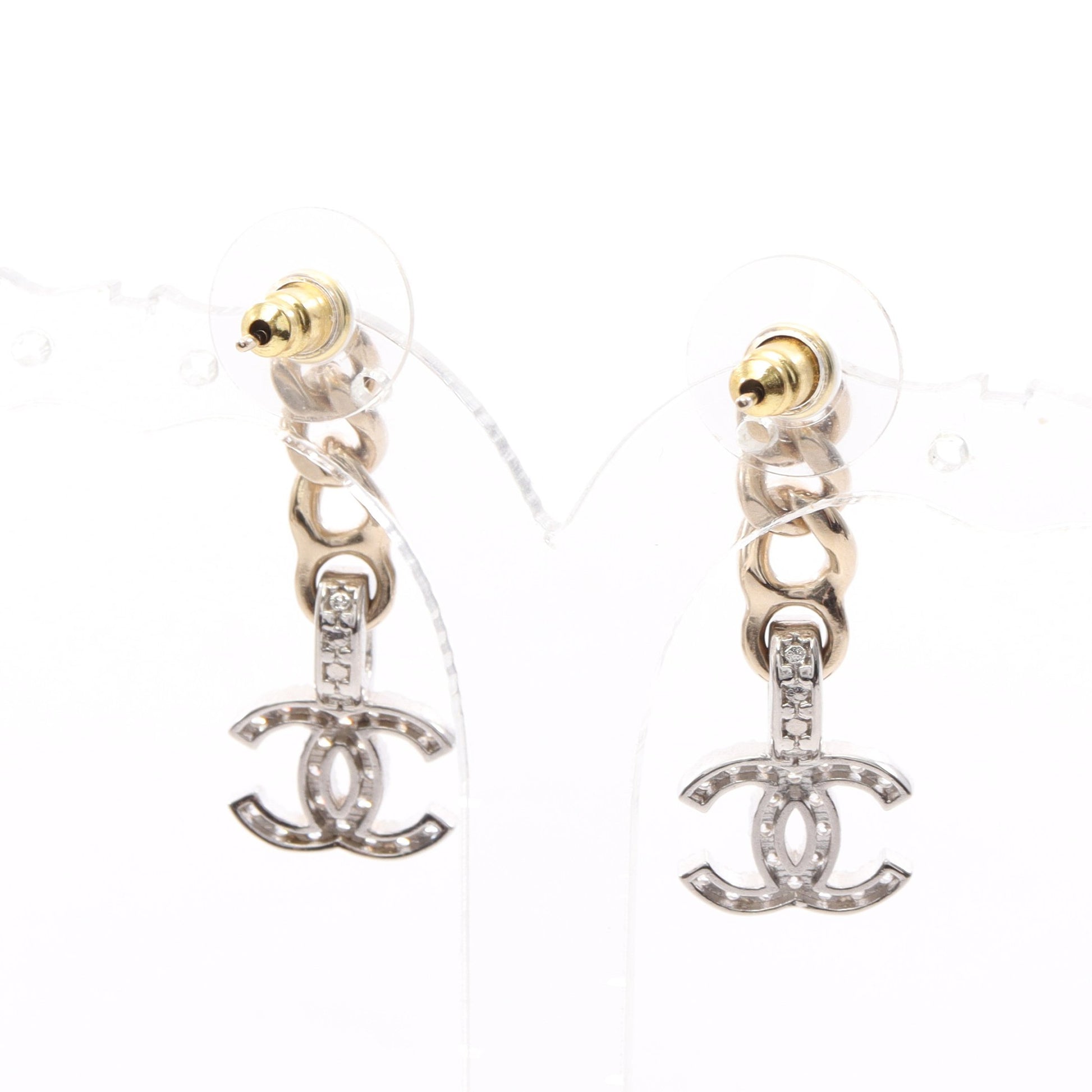 ココマーク ピアス GP ラインストーン ゴールド シルバー クリア B22S シャネル アクセサリー CHANEL