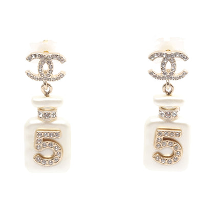 ココマーク No.5 パフュームボトル ピアス GP ラインストーン アイボリー ゴールド クリア A22S シャネル アクセサリー CHANEL