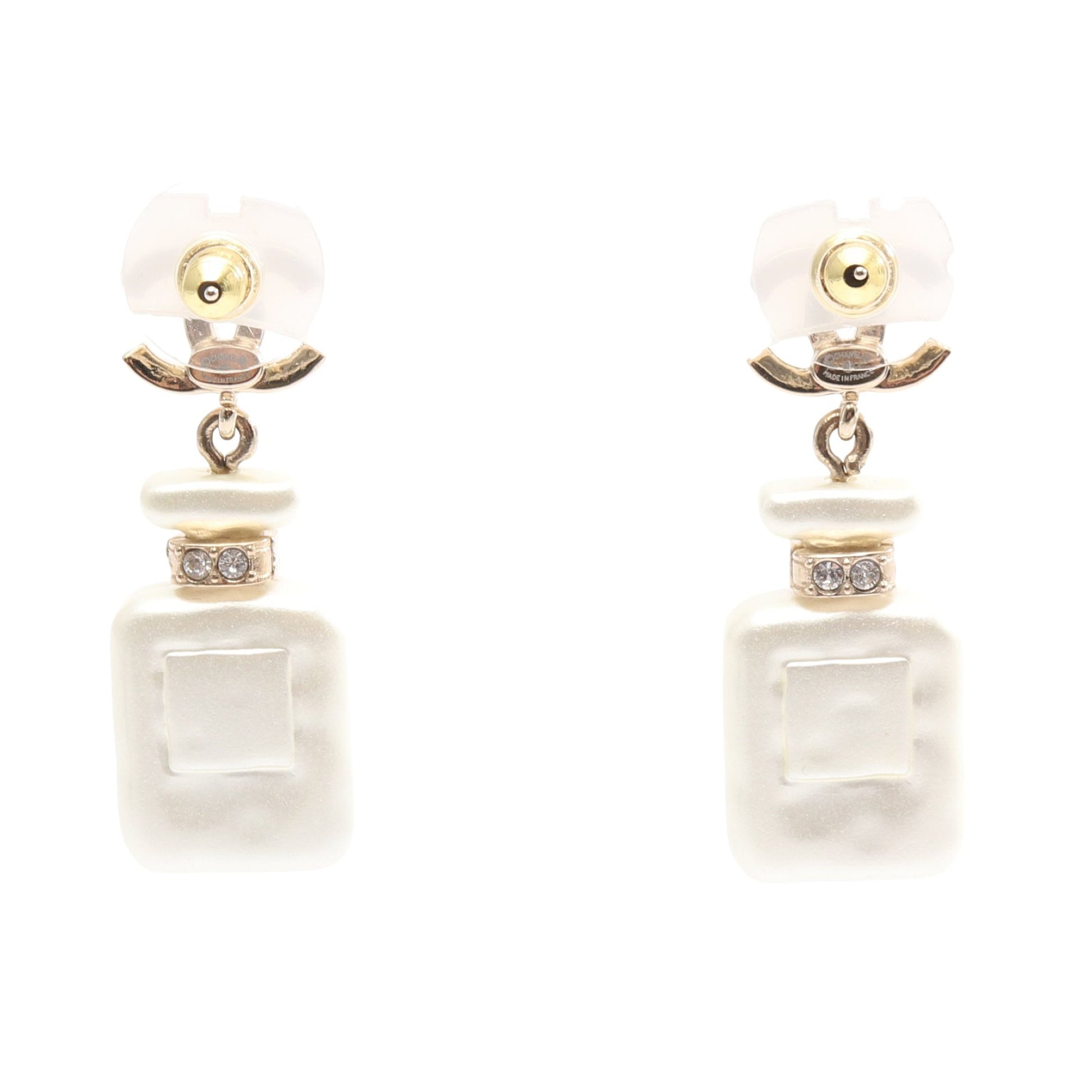 ココマーク No.5 パフュームボトル ピアス GP ラインストーン アイボリー ゴールド クリア A22S シャネル アクセサリー CHANEL