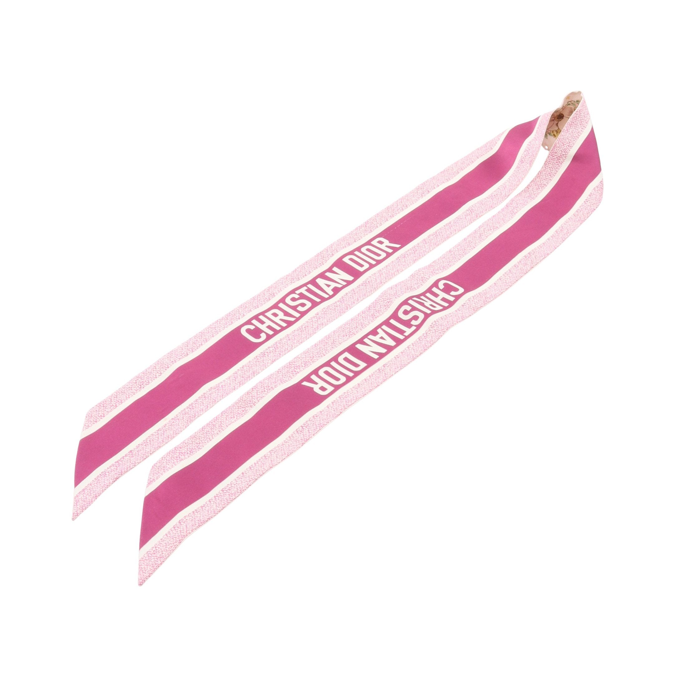 ミッツァ LUCKY STAR リボン スカーフ 花柄 シルク ピンクパープル