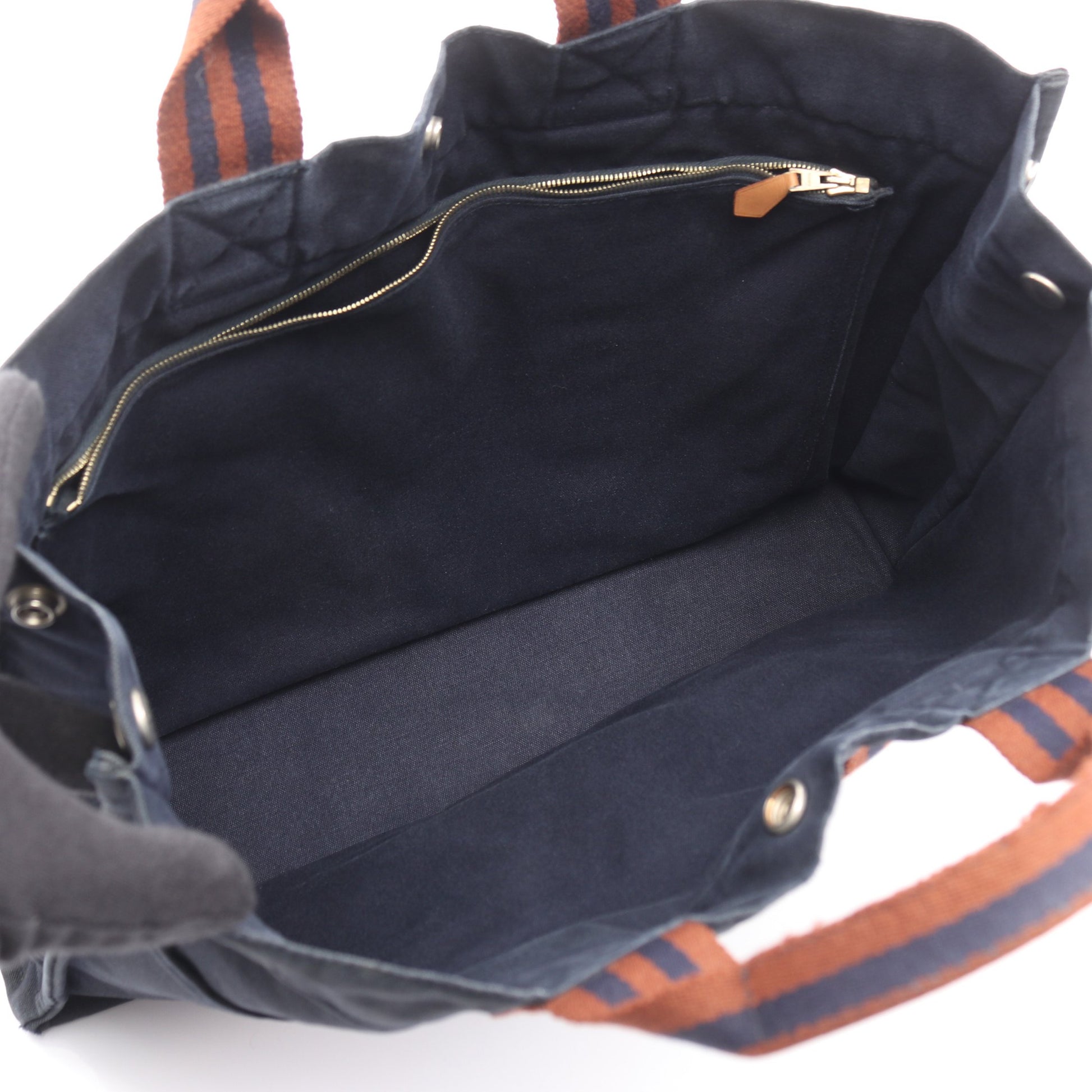 フールトゥMM ハンドバッグ トートバッグ キャンバス ダークネイビー ブラウン シルバー金具 エルメス バッグ HERMES
