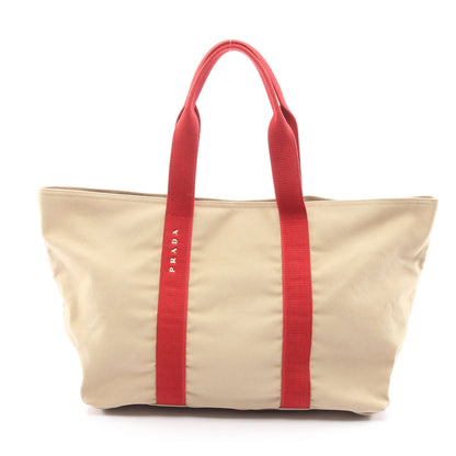 ハンドバッグ トートバッグ ロゴプリント キャンバス ベージュ レッド プラダスポーツ リネアロッサ バッグ PRADA SPORT LINEA ROSSA