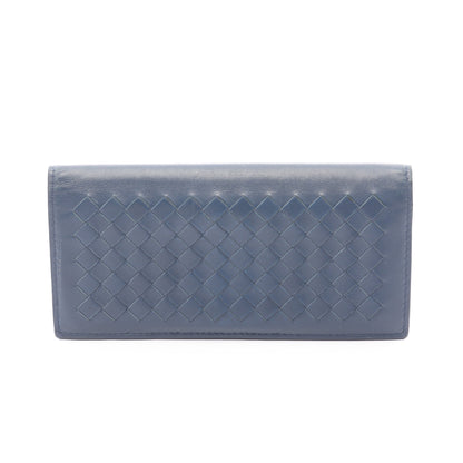 イントレチャート 二つ折り長財布 レザー ブルー ボッテガヴェネタ 財布・小物 BOTTEGA VENETA