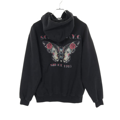 CHICANA HOODED SWEAT プルオーバーパーカー ロゴプリント コットン ブラック ショット トップス Schott