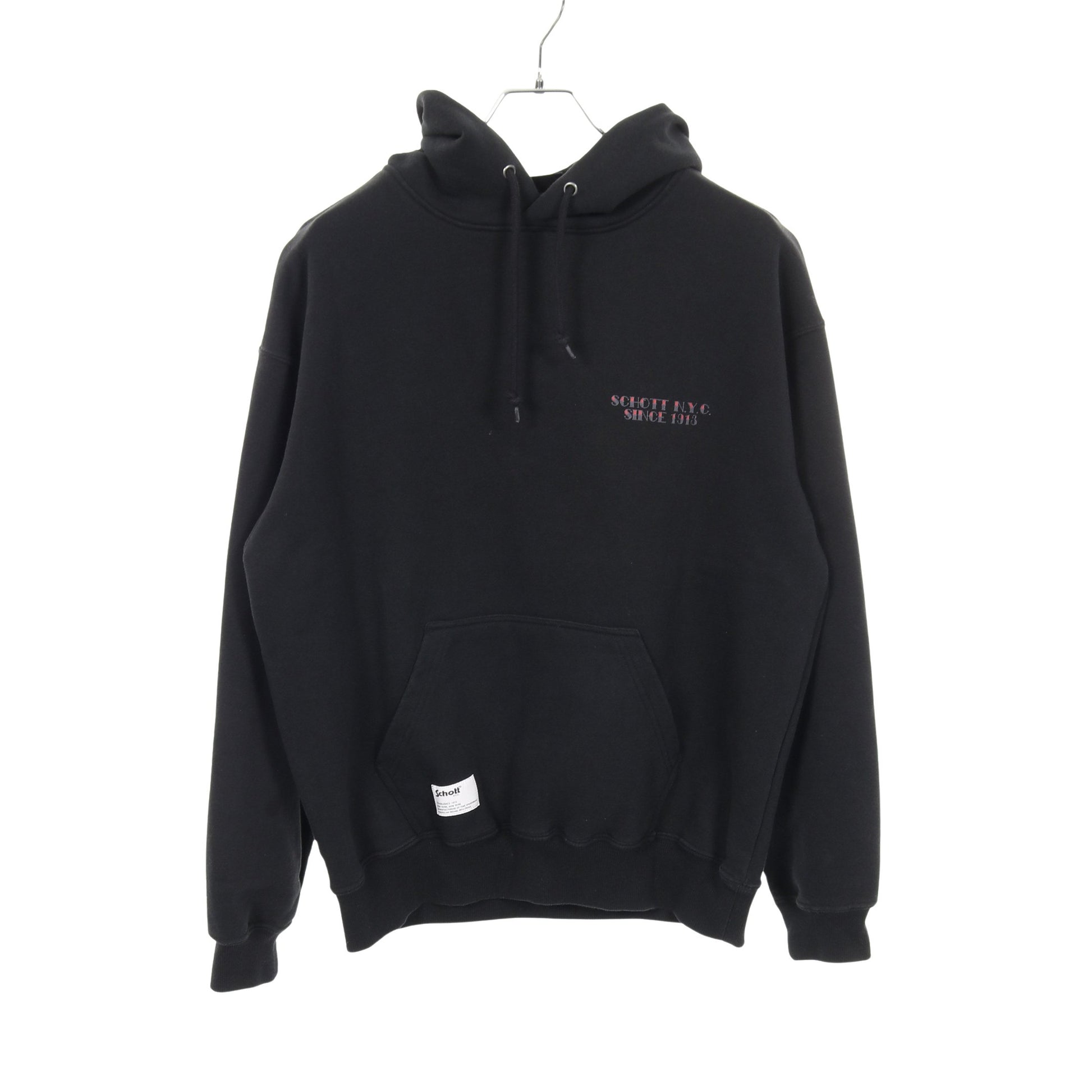 CHICANA HOODED SWEAT プルオーバーパーカー ロゴプリント コットン ブラック ショット トップス Schott