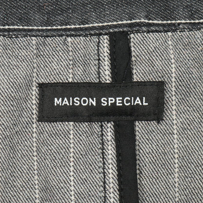 デニム テーラードジャケット ストライプ デニム ダークグレー ダメージ加工 メゾンスペシャル アウター MAISON SPECIAL