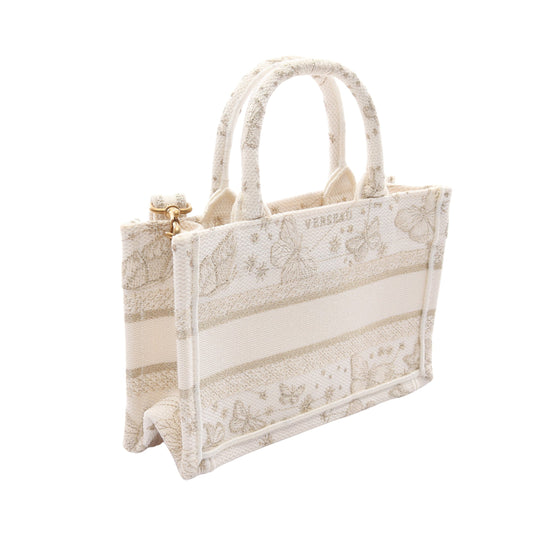 BOOK TOTE ブックトート ミニ バタフライ 2WAY ハンドバッグ トートバッグ キャンバス ホワイト ゴールド ディオール バッグ DIOR