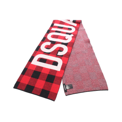 マフラー ロゴ ギンガムチェック ウール ブラック レッド ディースクエアード 財布・小物 DSQUARED2
