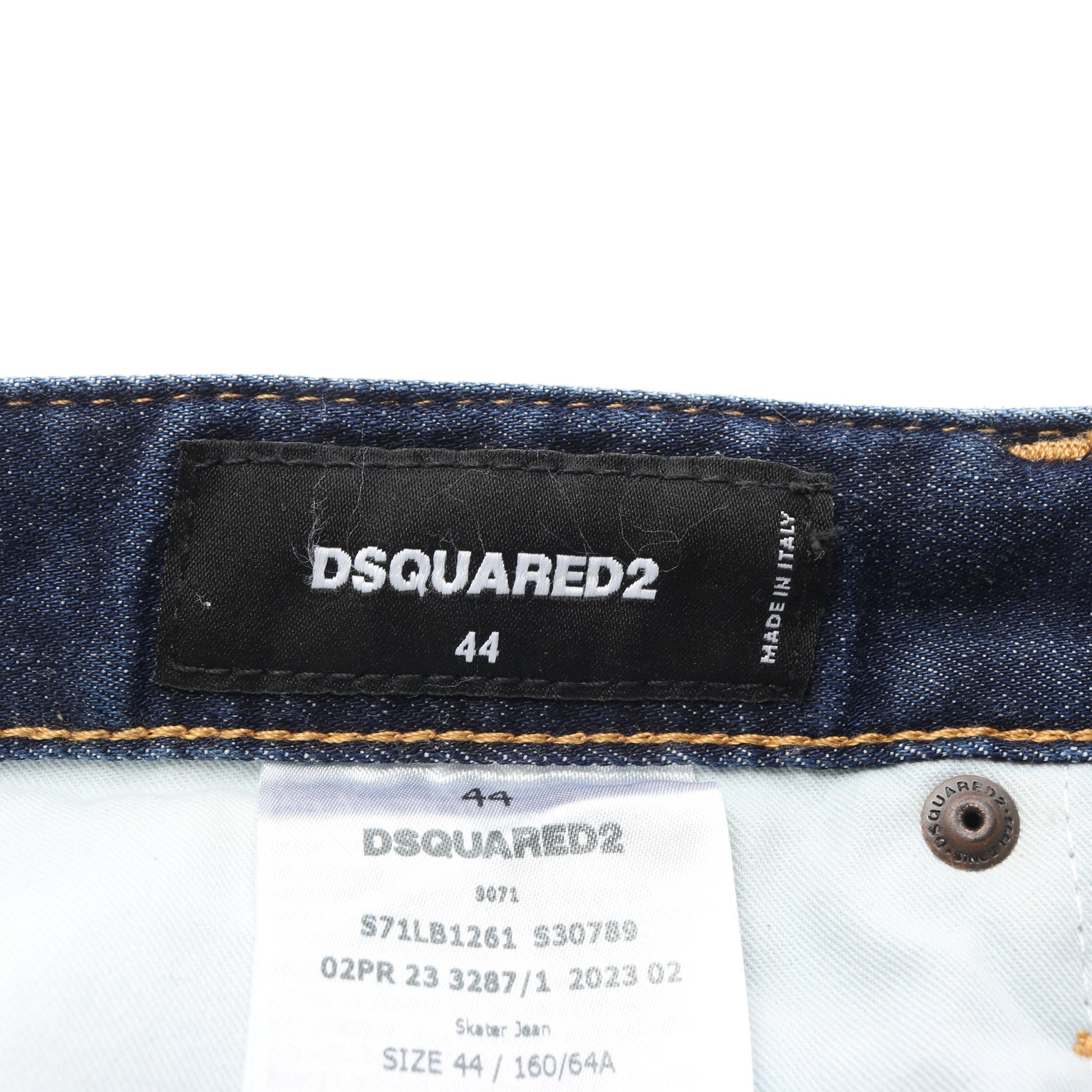 デニムパンツ コットン インディゴブルー ダメージ加工 ボタンフライ ディースクエアード ボトムス DSQUARED2