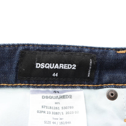 デニムパンツ コットン インディゴブルー ダメージ加工 ボタンフライ ディースクエアード ボトムス DSQUARED2