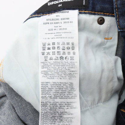 デニムパンツ コットン インディゴブルー ダメージ加工 ボタンフライ ディースクエアード ボトムス DSQUARED2