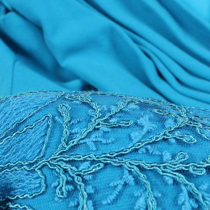 Short Cocktail Lace Pleated Dress ドレスワンピース ノースリーブ ボタニカル ブルー タダシショージ ワンピース TADASHI SHOJI