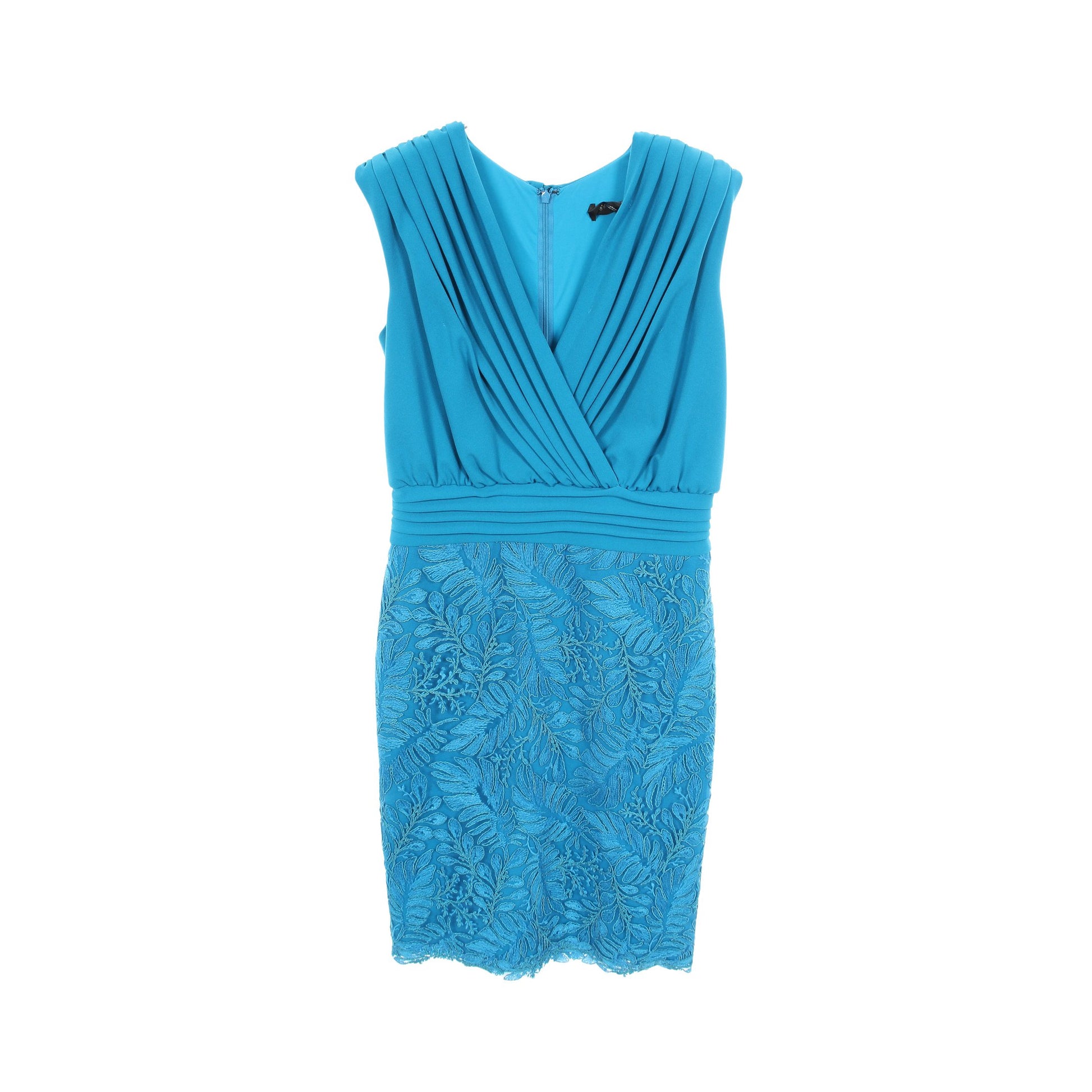 Short Cocktail Lace Pleated Dress ドレスワンピース ノースリーブ ボタニカル ブルー タダシショージ ワンピース TADASHI SHOJI