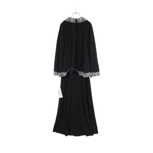 Bian Embroidered Trim Cape Gown ドレスワンピース 刺繍 ブラック ホワイト タダシショージ