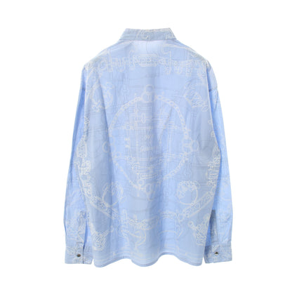 Mors et Gourmettes シャツ 長袖 コットン ライトブルー エルメス トップス HERMES