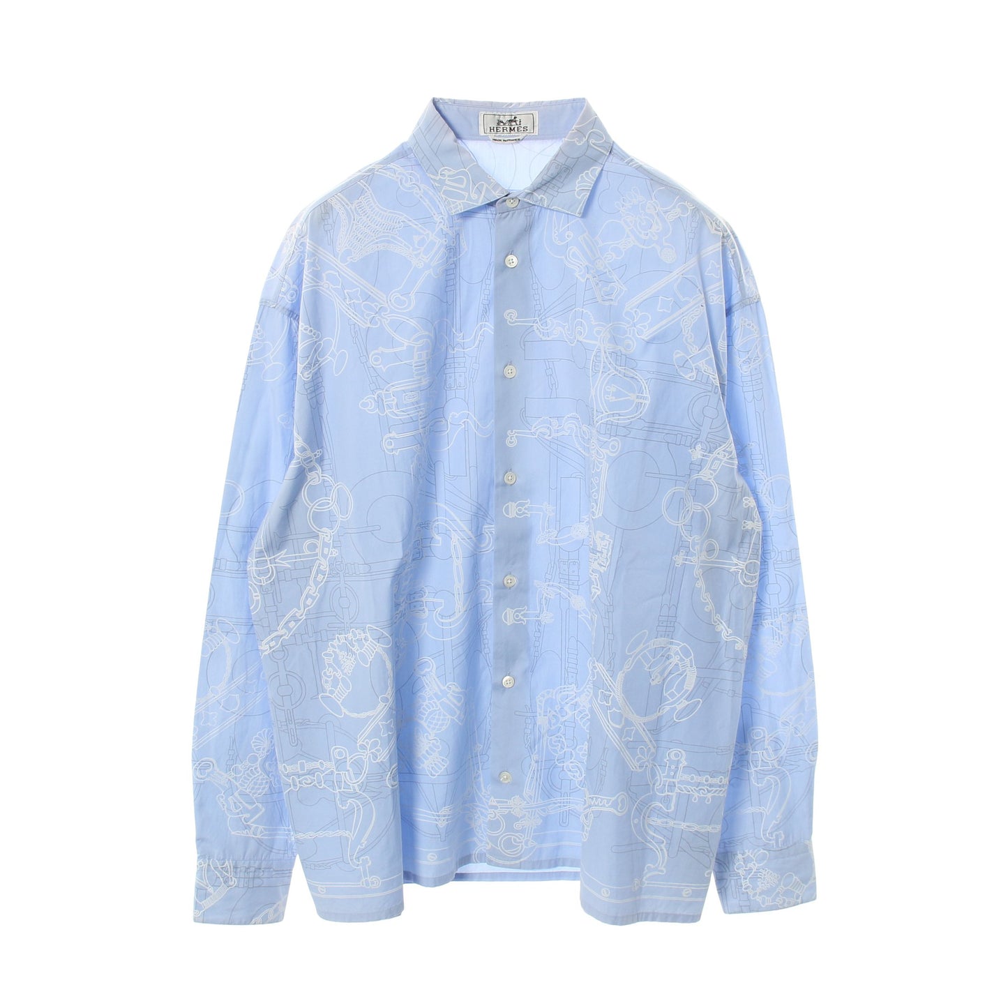 Mors et Gourmettes シャツ 長袖 コットン ライトブルー エルメス トップス HERMES