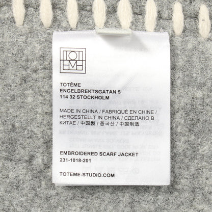 Embroidered scarf jacket マフラー コート ウール グレー トーテム アウター TOTEME