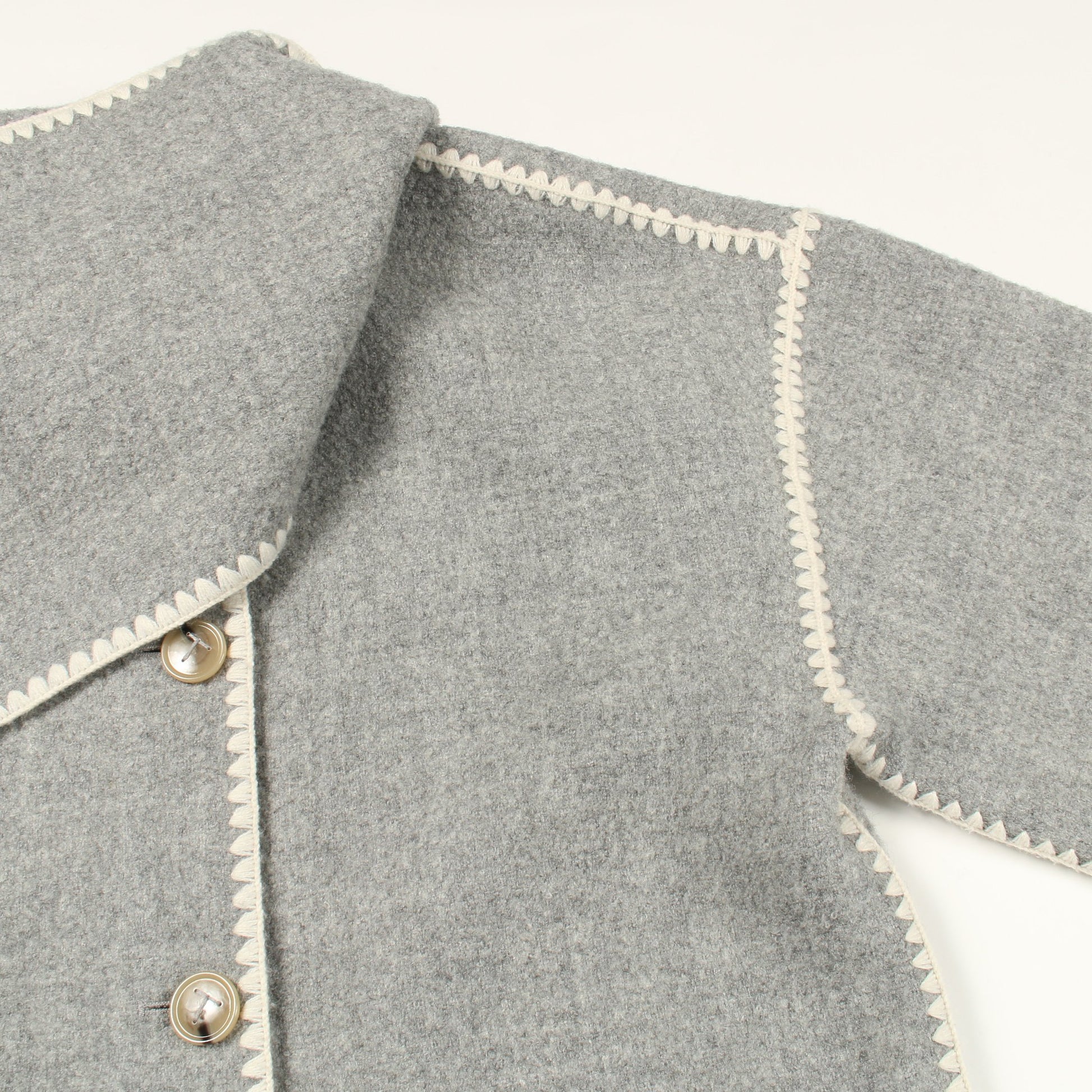 Embroidered scarf jacket マフラー コート ウール グレー トーテム アウター TOTEME