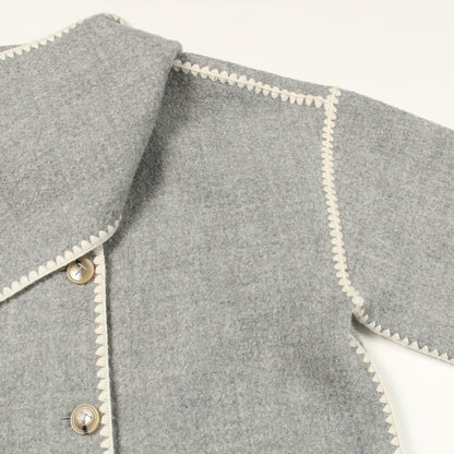 Embroidered scarf jacket マフラー コート ウール グレー トーテム アウター TOTEME