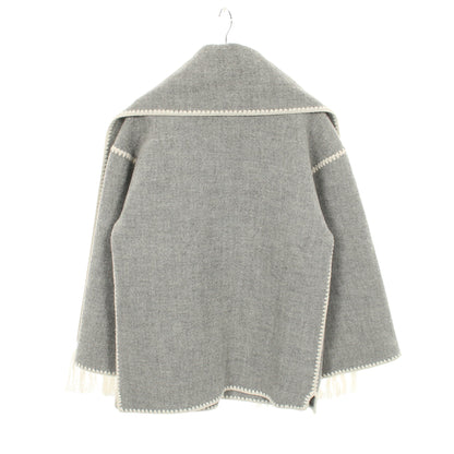 Embroidered scarf jacket マフラー コート ウール グレー トーテム アウター TOTEME