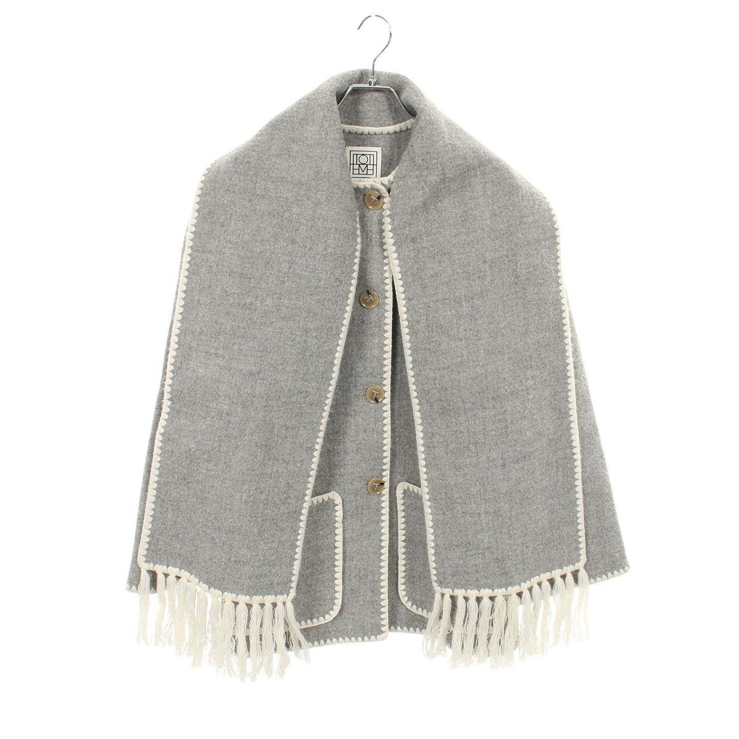 Embroidered scarf jacket マフラー コート ウール グレー トーテム アウター TOTEME