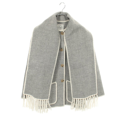 Embroidered scarf jacket マフラー コート ウール グレー トーテム アウター TOTEME