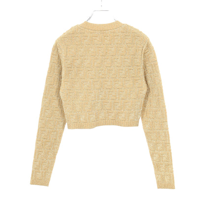 FF柄 クロップド ニット クルーネック レーヨン ゴールド フェンディ トップス FENDI