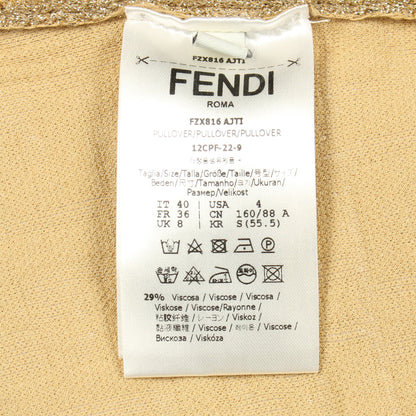 FF柄 クロップド ニット クルーネック レーヨン ゴールド フェンディ トップス FENDI
