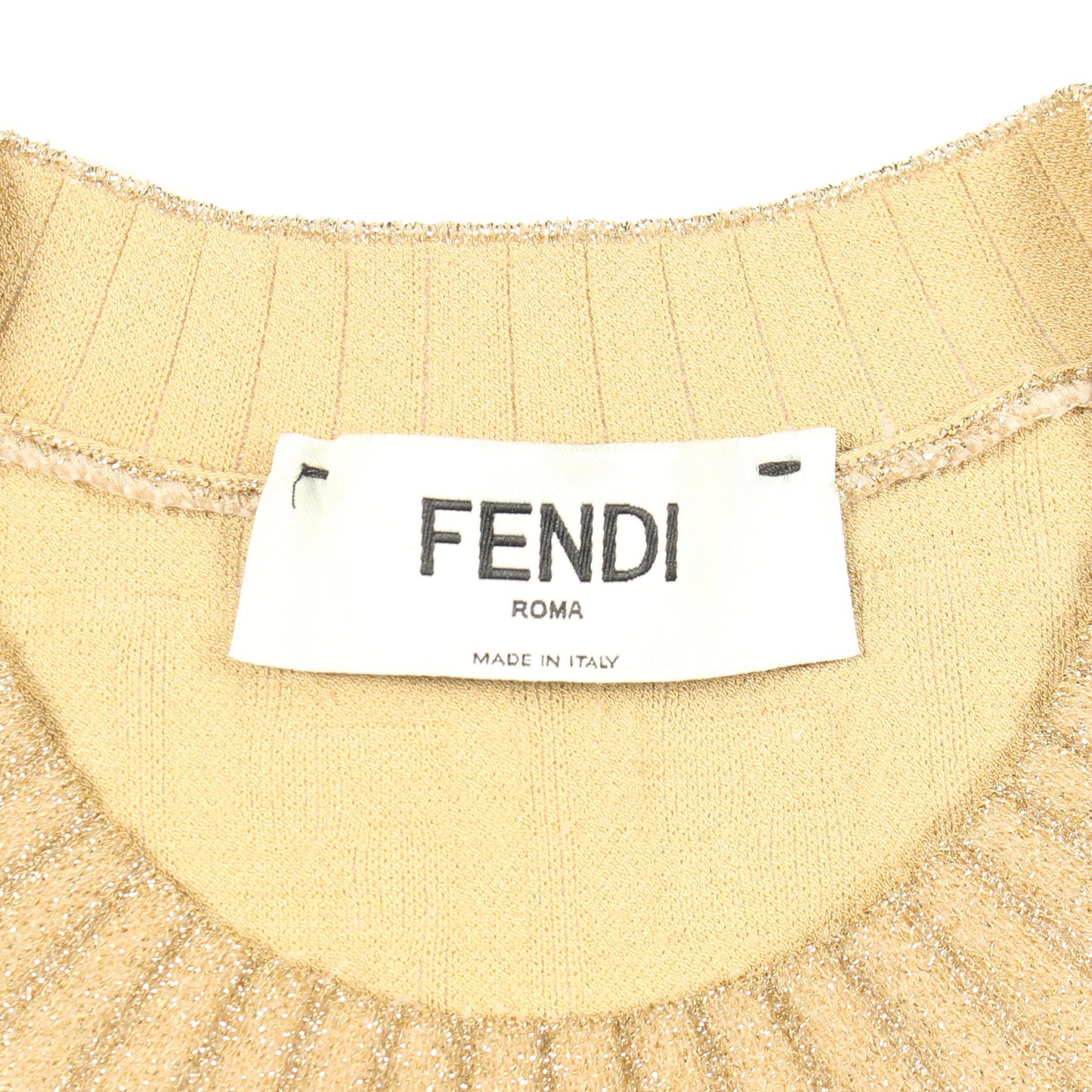 FF柄 クロップド ニット クルーネック レーヨン ゴールド フェンディ トップス FENDI