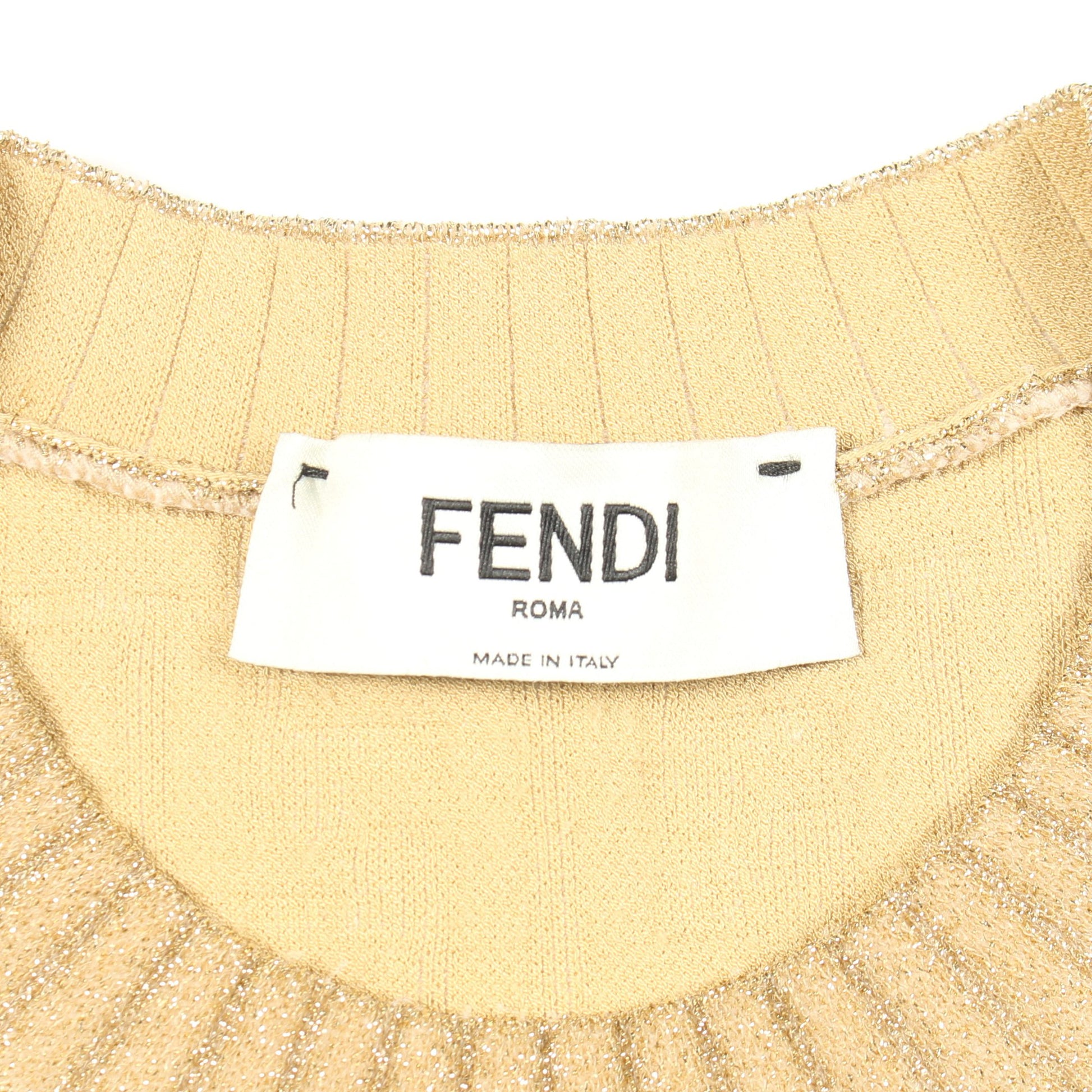 FF柄 クロップド ニット クルーネック レーヨン ゴールド フェンディ トップス FENDI