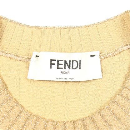 FF柄 クロップド ニット クルーネック レーヨン ゴールド フェンディ トップス FENDI