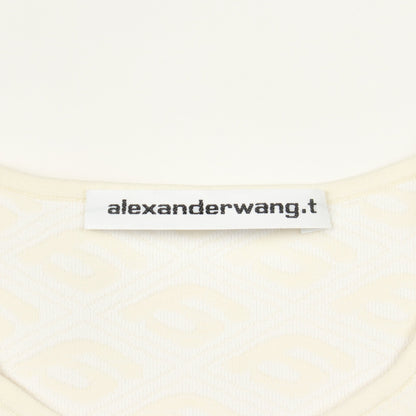 クロップド 半袖Tシャツ クルーネック ナイロン ビスコース アイボリー ホワイト アレキサンダーワン トップス ALEXANDER WANG