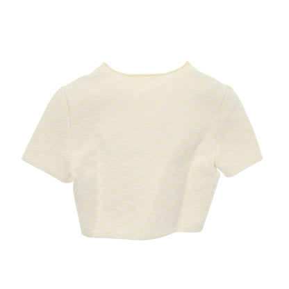 クロップド 半袖Tシャツ クルーネック ナイロン ビスコース アイボリー ホワイト アレキサンダーワン トップス ALEXANDER WANG