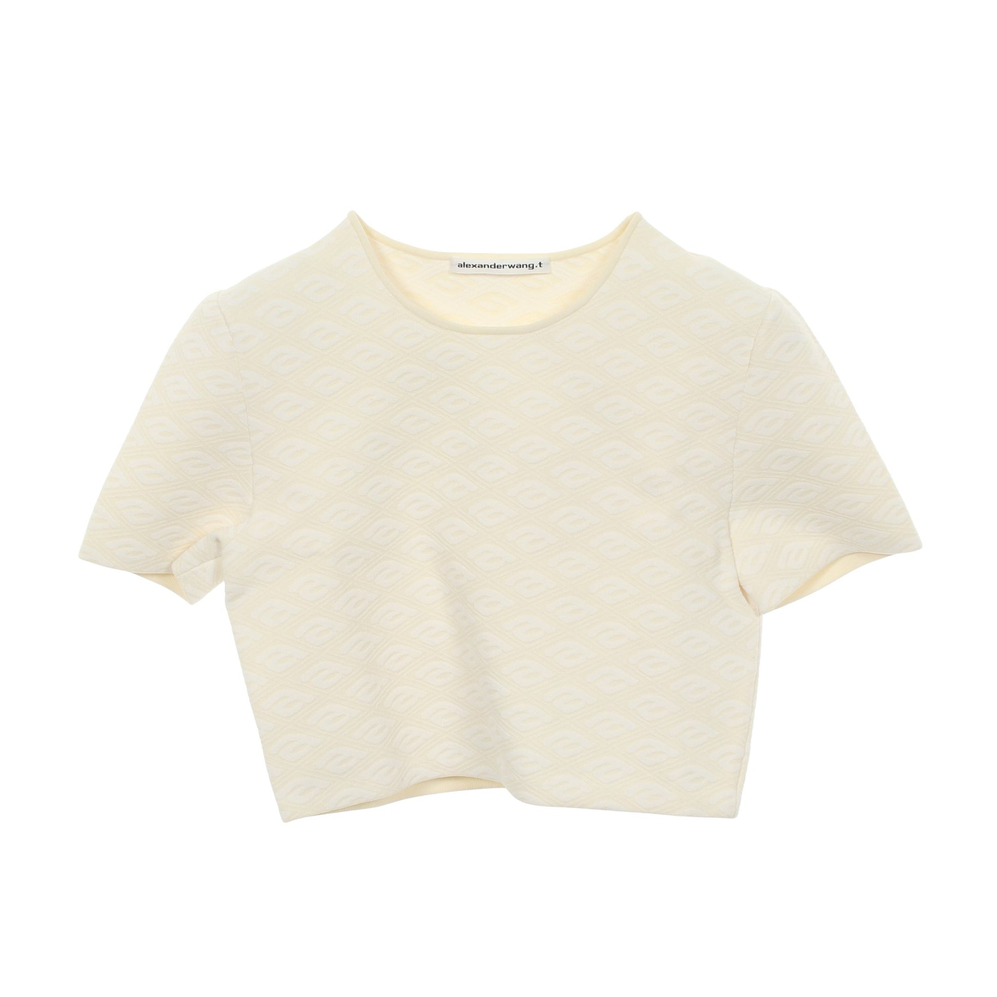 クロップド 半袖Tシャツ クルーネック ナイロン ビスコース アイボリー ホワイト アレキサンダーワン トップス ALEXANDER WANG