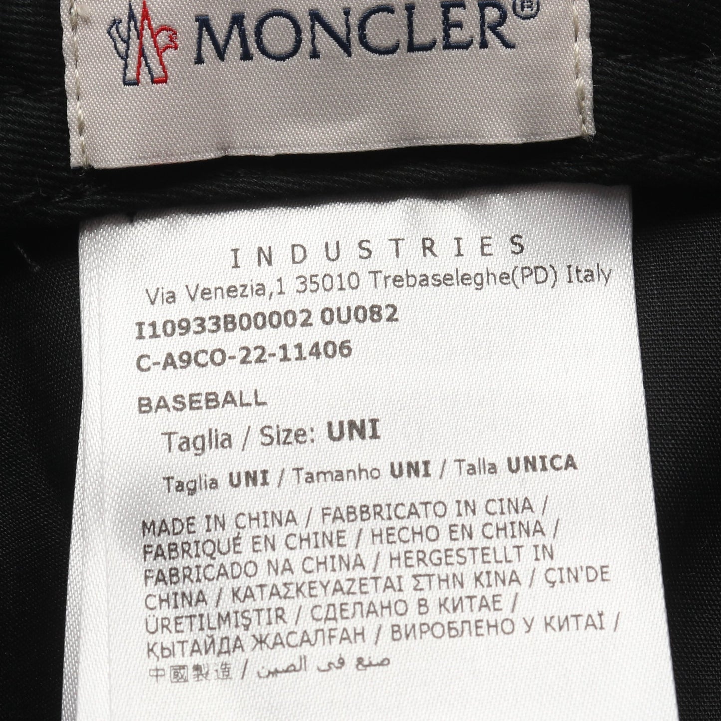 ベースボール キャップ コットン ブラック モンクレール