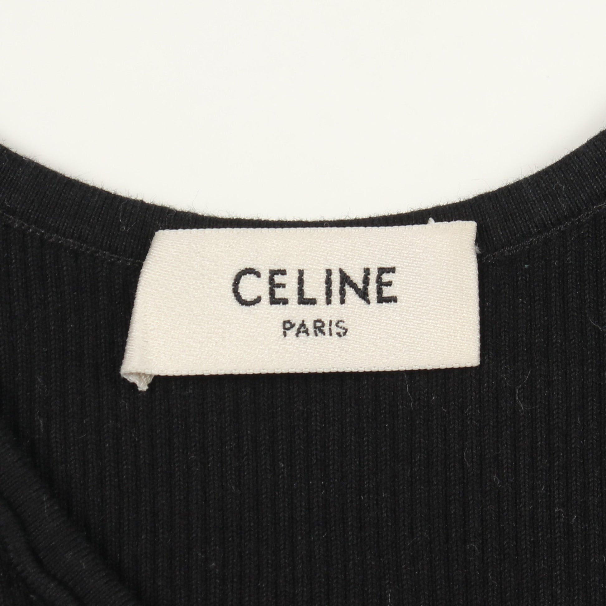 ロゴ アスレチック ニット スポーツブラ タンクトップ コットン ブラック セリーヌ トップス CELINE