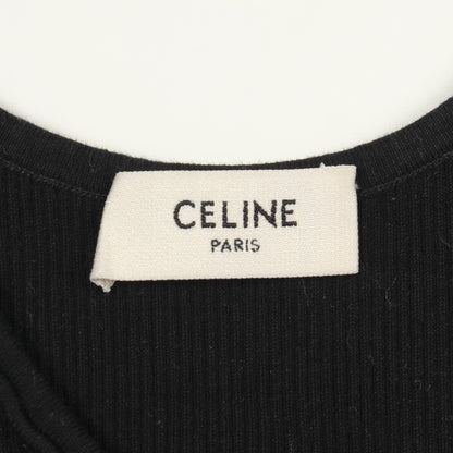 ロゴ アスレチック ニット スポーツブラ タンクトップ コットン ブラック セリーヌ トップス CELINE