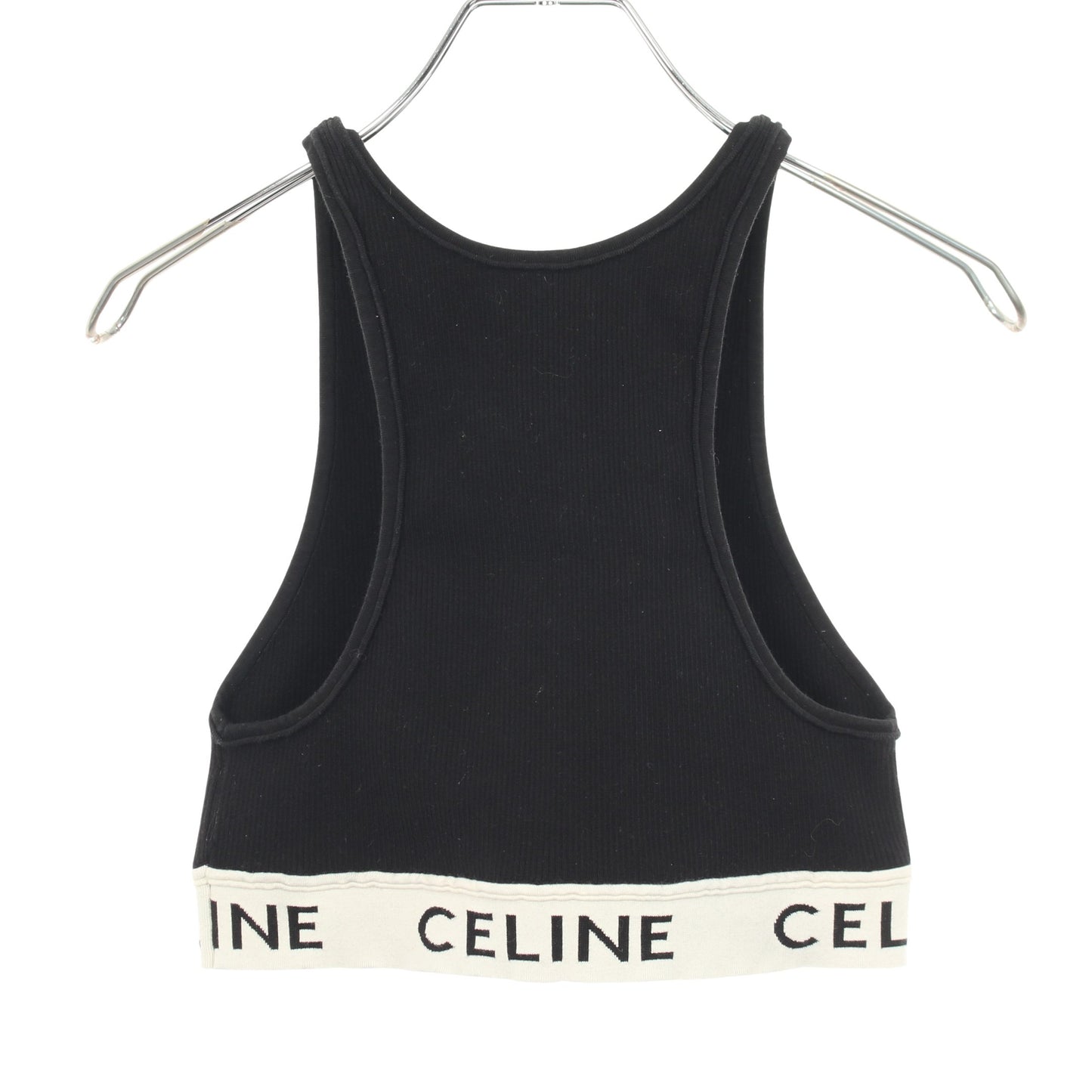 ロゴ アスレチック ニット スポーツブラ タンクトップ コットン ブラック セリーヌ トップス CELINE