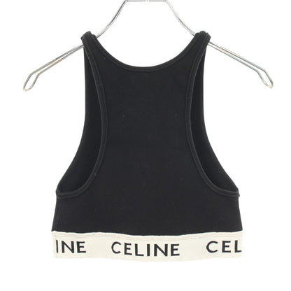 ロゴ アスレチック ニット スポーツブラ タンクトップ コットン ブラック セリーヌ トップス CELINE