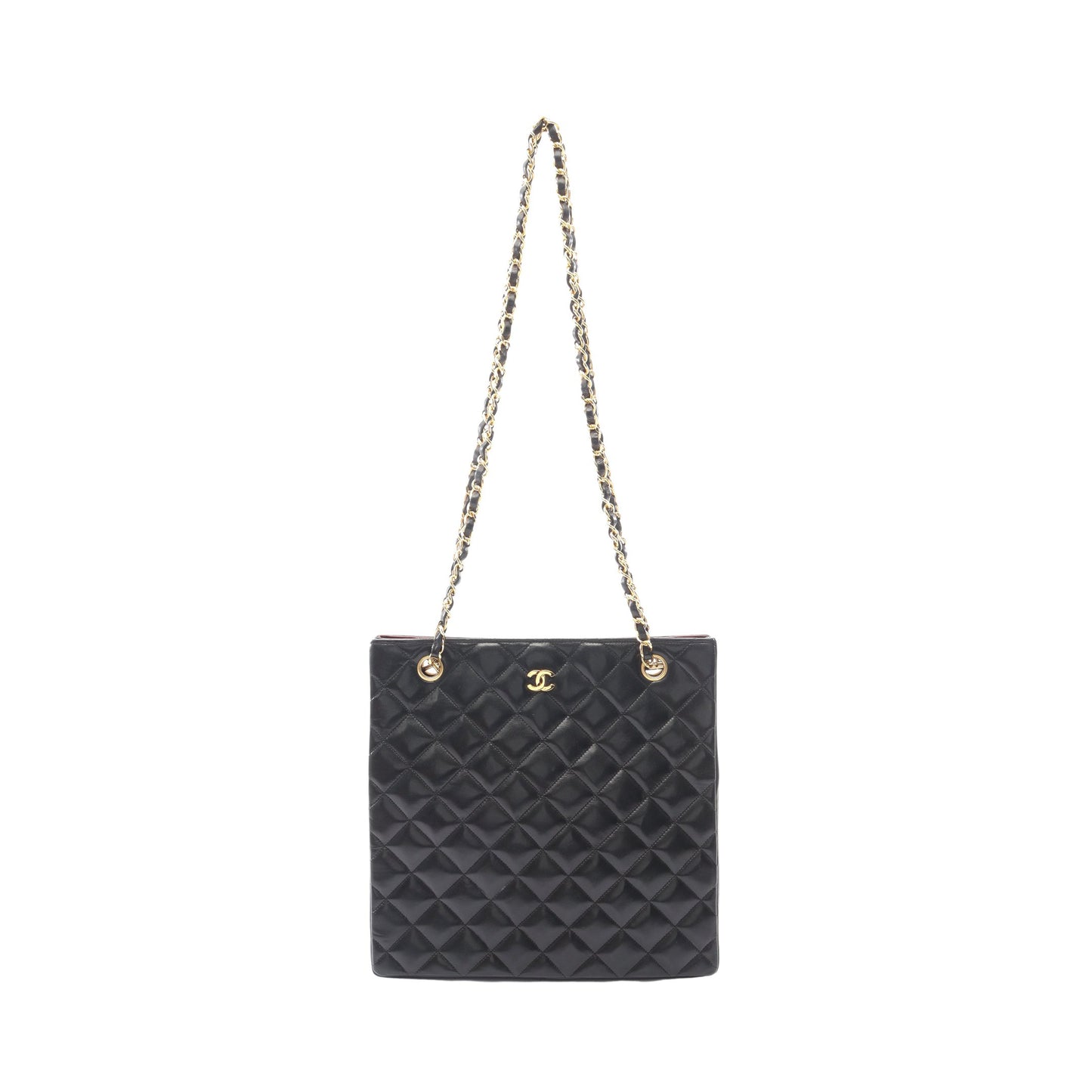 マトラッセ チェーンショルダーバッグ チェーントートバッグ ラムスキン ブラック ゴールド金具 シャネル バッグ CHANEL