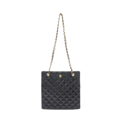 マトラッセ チェーンショルダーバッグ チェーントートバッグ ラムスキン ブラック ゴールド金具 シャネル バッグ CHANEL