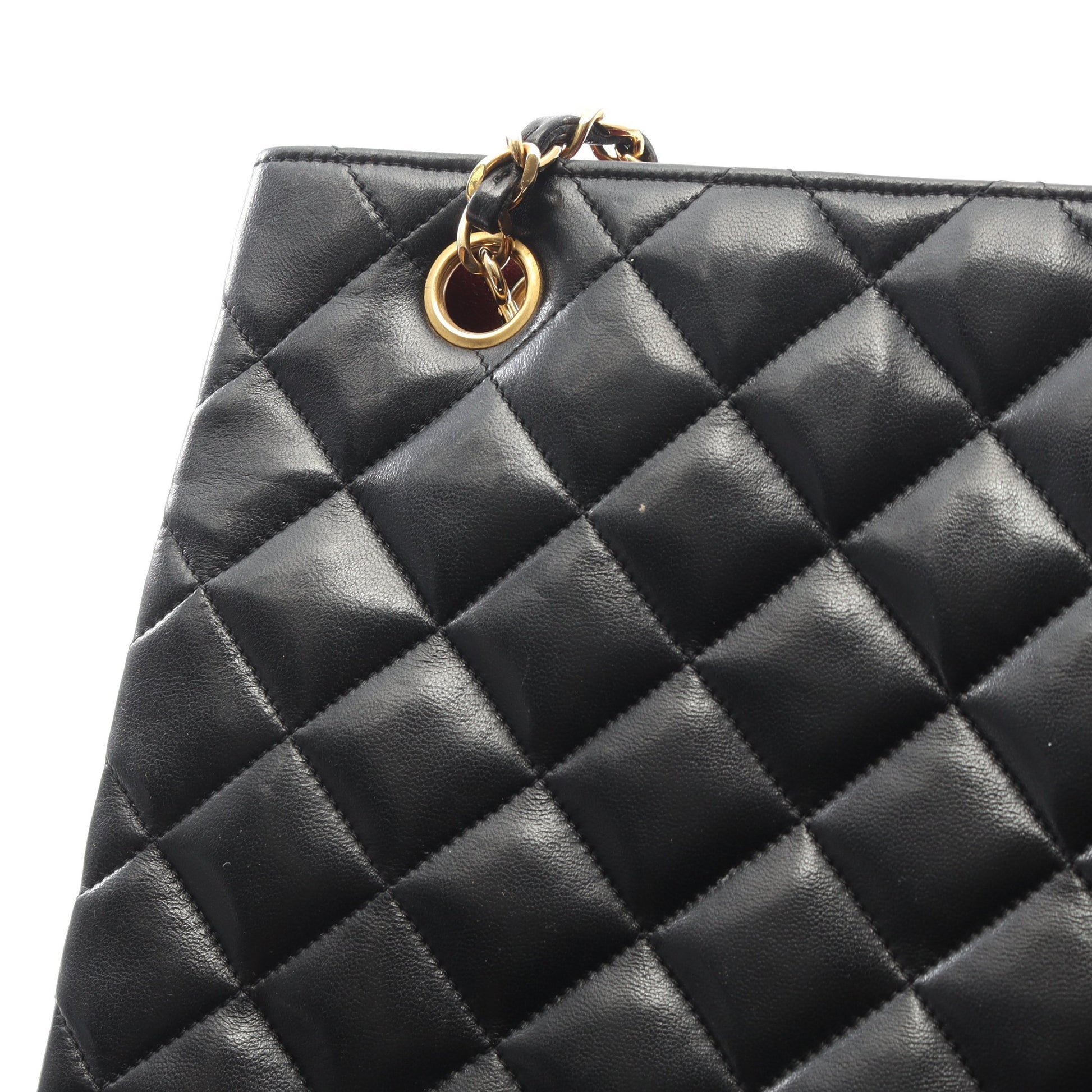 マトラッセ チェーンショルダーバッグ チェーントートバッグ ラムスキン ブラック ゴールド金具 シャネル バッグ CHANEL