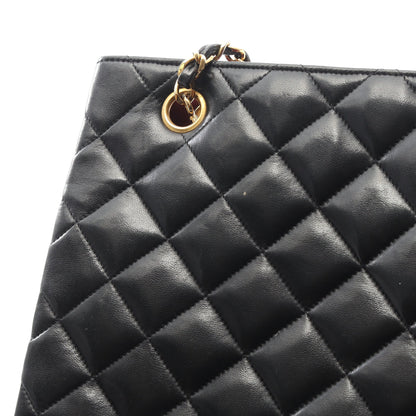 マトラッセ チェーンショルダーバッグ チェーントートバッグ ラムスキン ブラック ゴールド金具 シャネル バッグ CHANEL