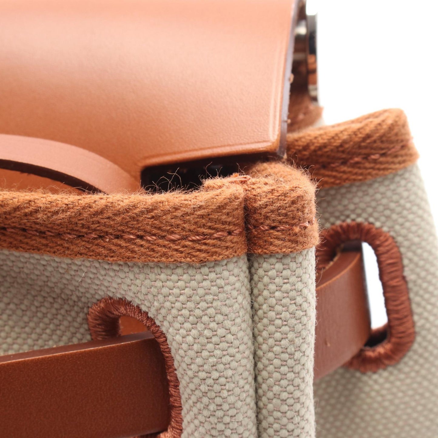 エールバッグジップPM ハンドバッグ トワルミリタリー レザー ベージュ ブラウン シルバー金具 2WAY Y刻印 エルメス バッグ HERMES