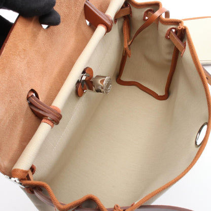 エールバッグジップPM ハンドバッグ トワルミリタリー レザー ベージュ ブラウン シルバー金具 2WAY Y刻印 エルメス バッグ HERMES